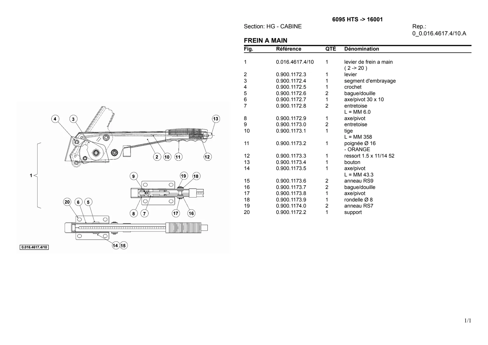 Catalogue de pièces détachées: 6095 HTS → 16001 – parts catalogue sample 3