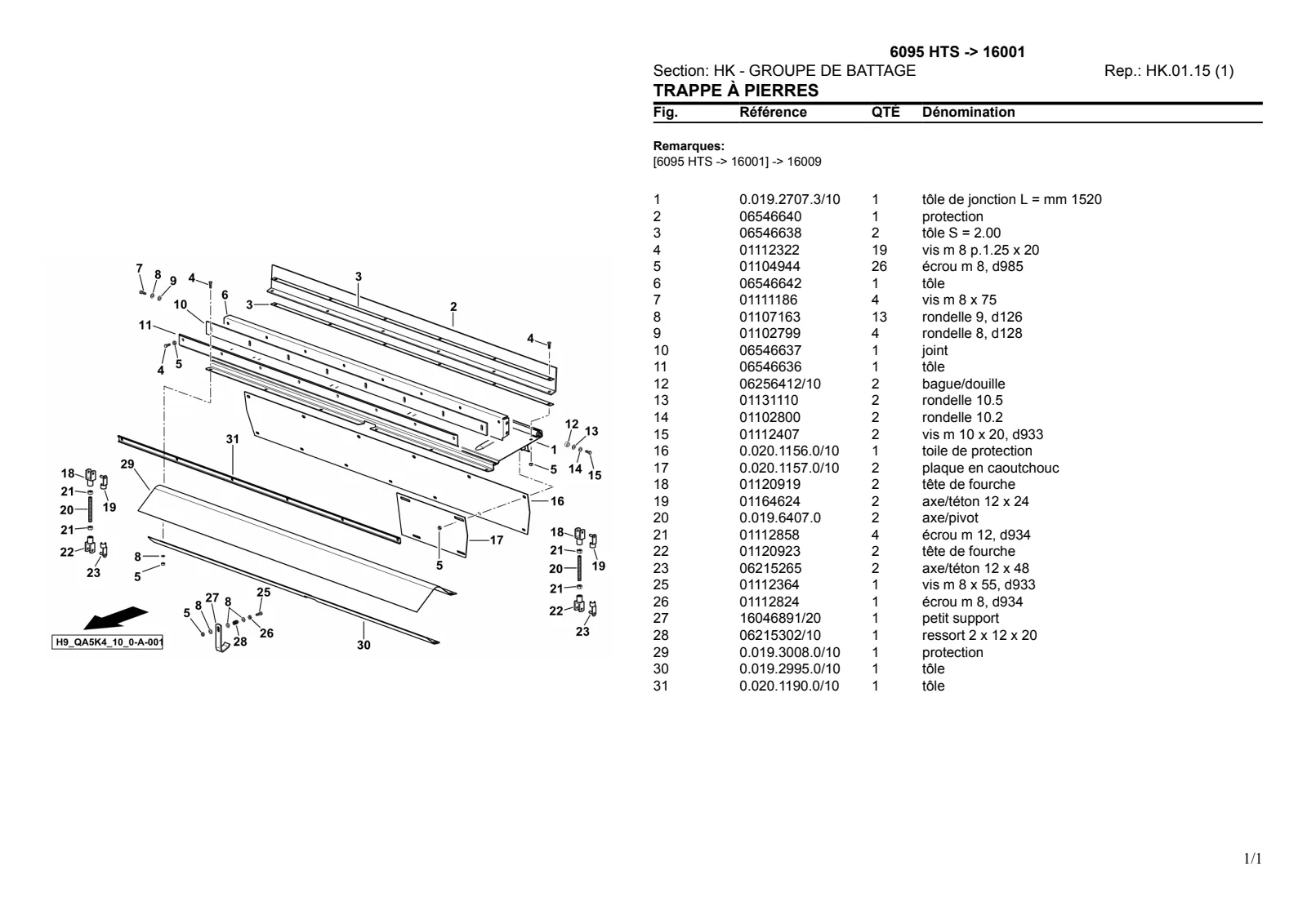 Catalogue de pièces détachées: 6095 HTS → 16001 – parts catalogue sample 4