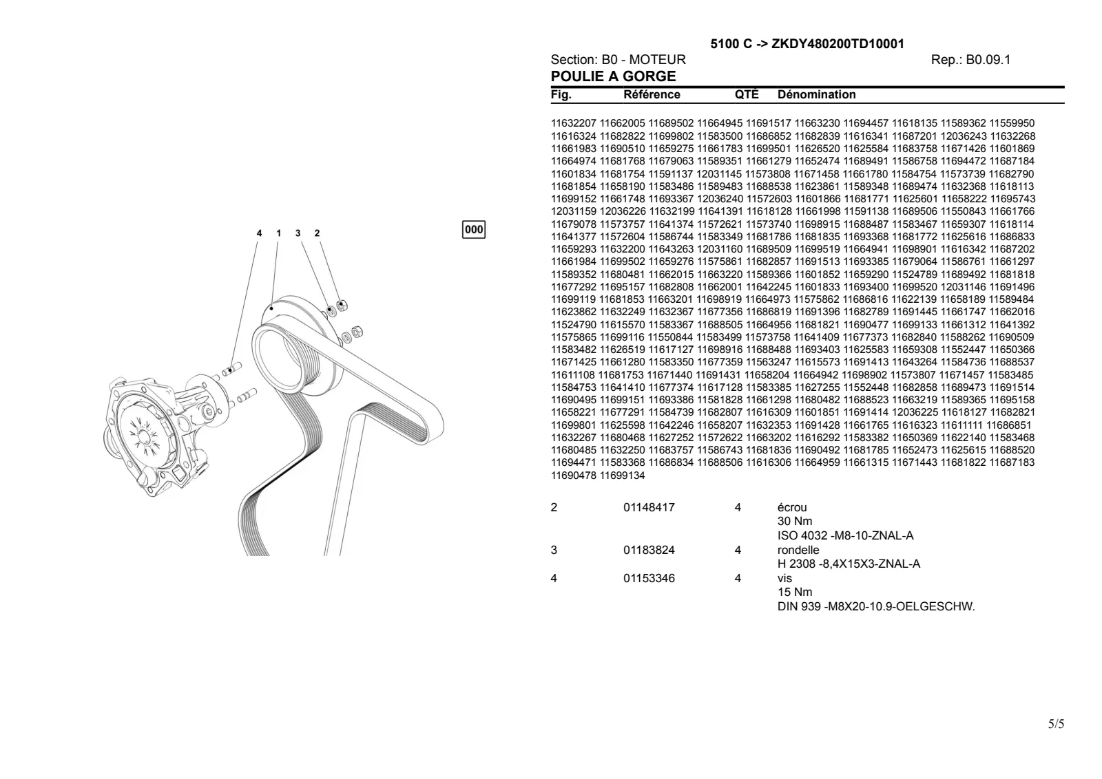 Catalogue de pièces détachées: 5100 C → ZKDY480200TD10001 – parts catalogue sample 1
