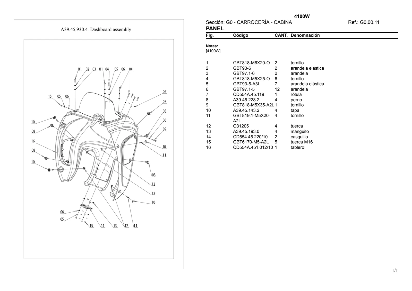 Catálogo de repuestos: 4100W – parts catalogue sample 3