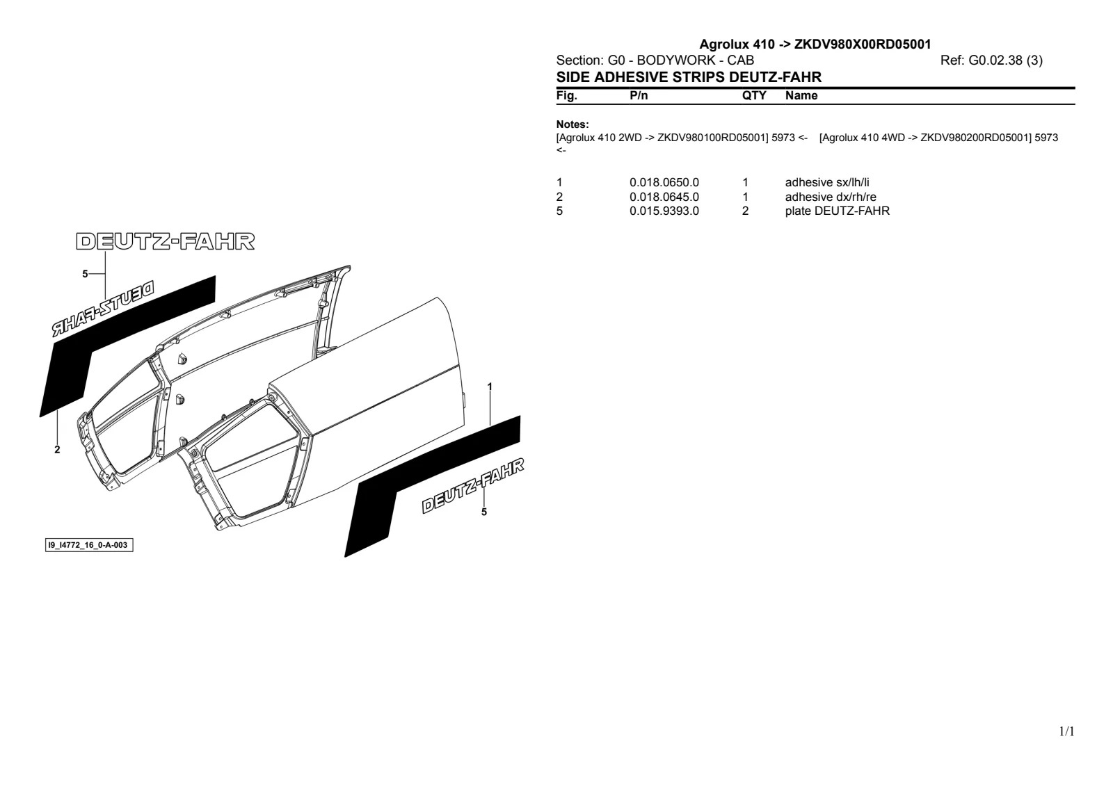 Parts Catalogue: AGROLUX 410 → ZKDV9801W0RD5001 – parts catalogue sample 2