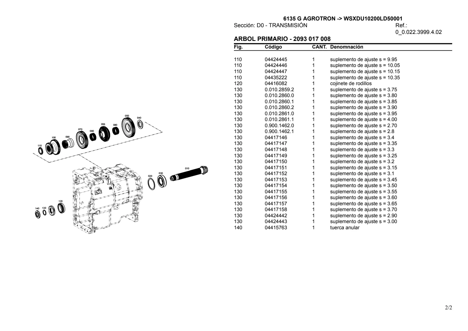 Catálogo de repuestos: 6135 G AGROTRON → WSXDU10200LD50001 – parts catalogue sample 1