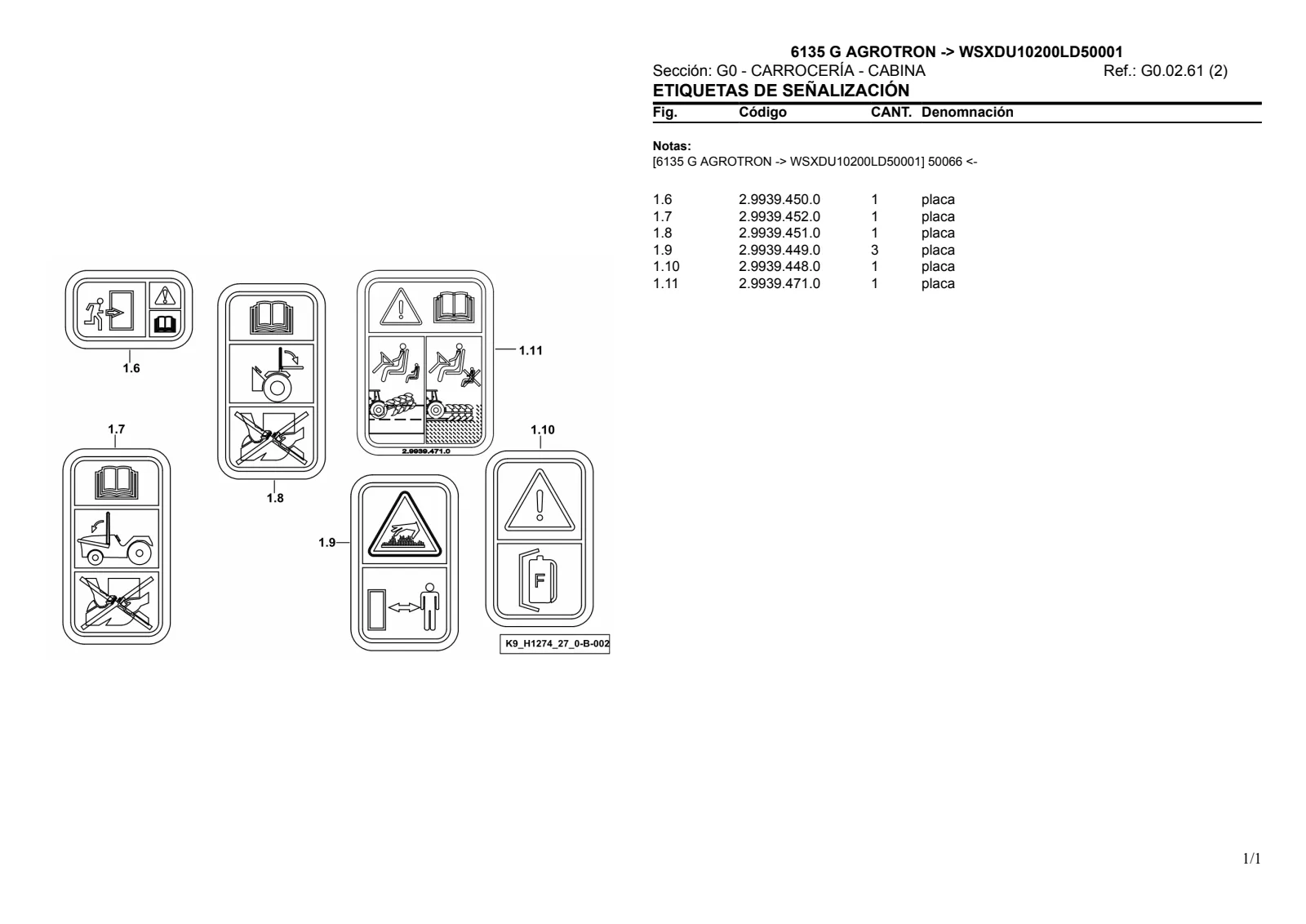Catálogo de repuestos: 6135 G AGROTRON → WSXDU10200LD50001 – parts catalogue sample 2