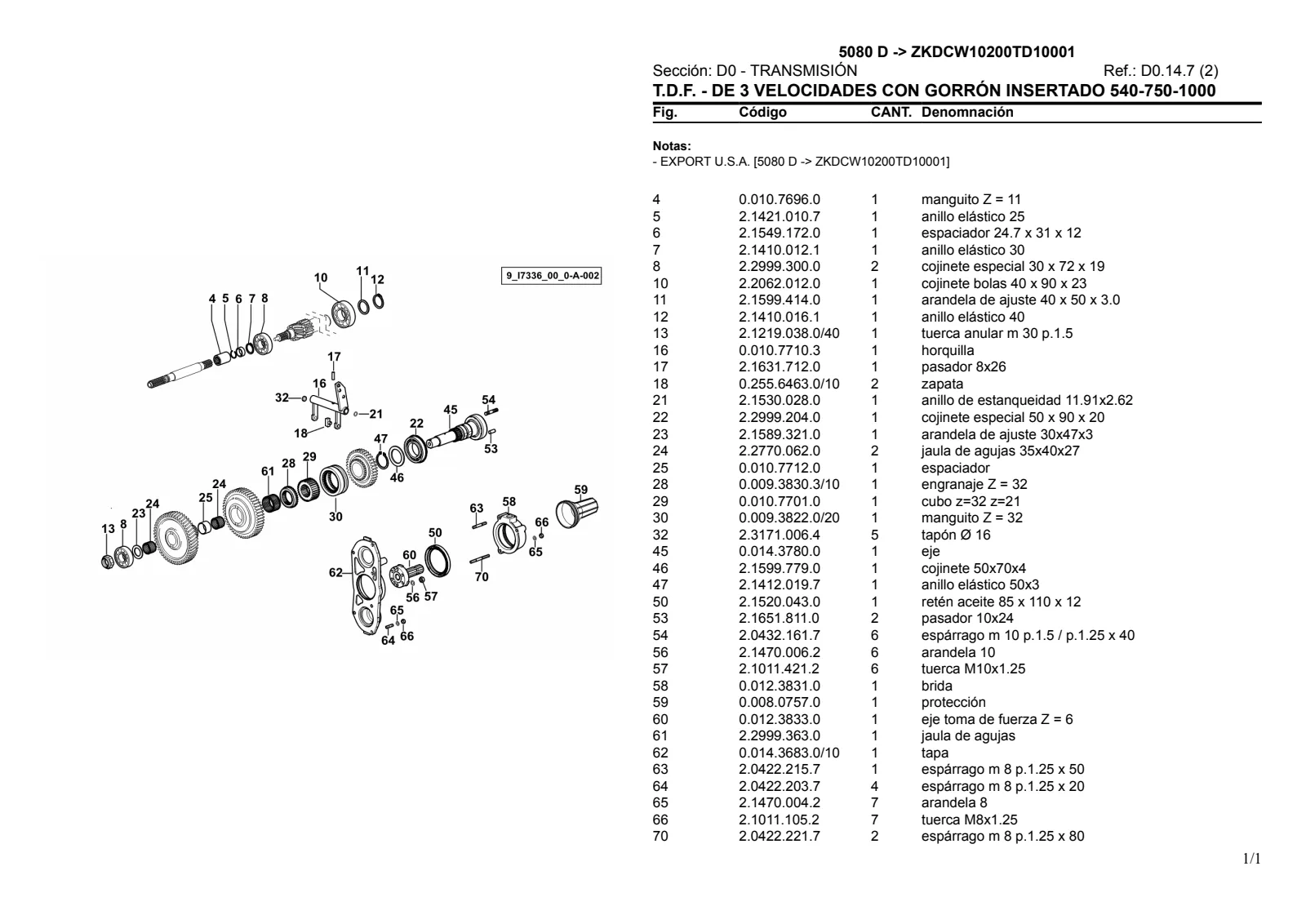 Catálogo de repuestos: 5080 D → ZKDCW10200TD10001 – parts catalogue sample 1