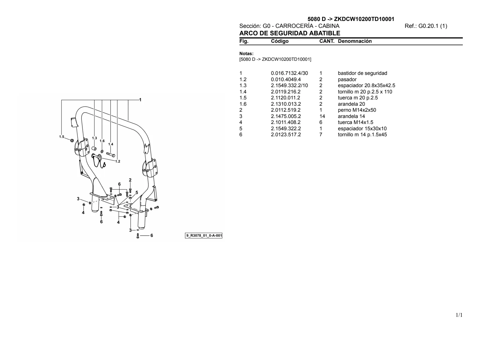 Catálogo de repuestos: 5080 D → ZKDCW10200TD10001 – parts catalogue sample 3
