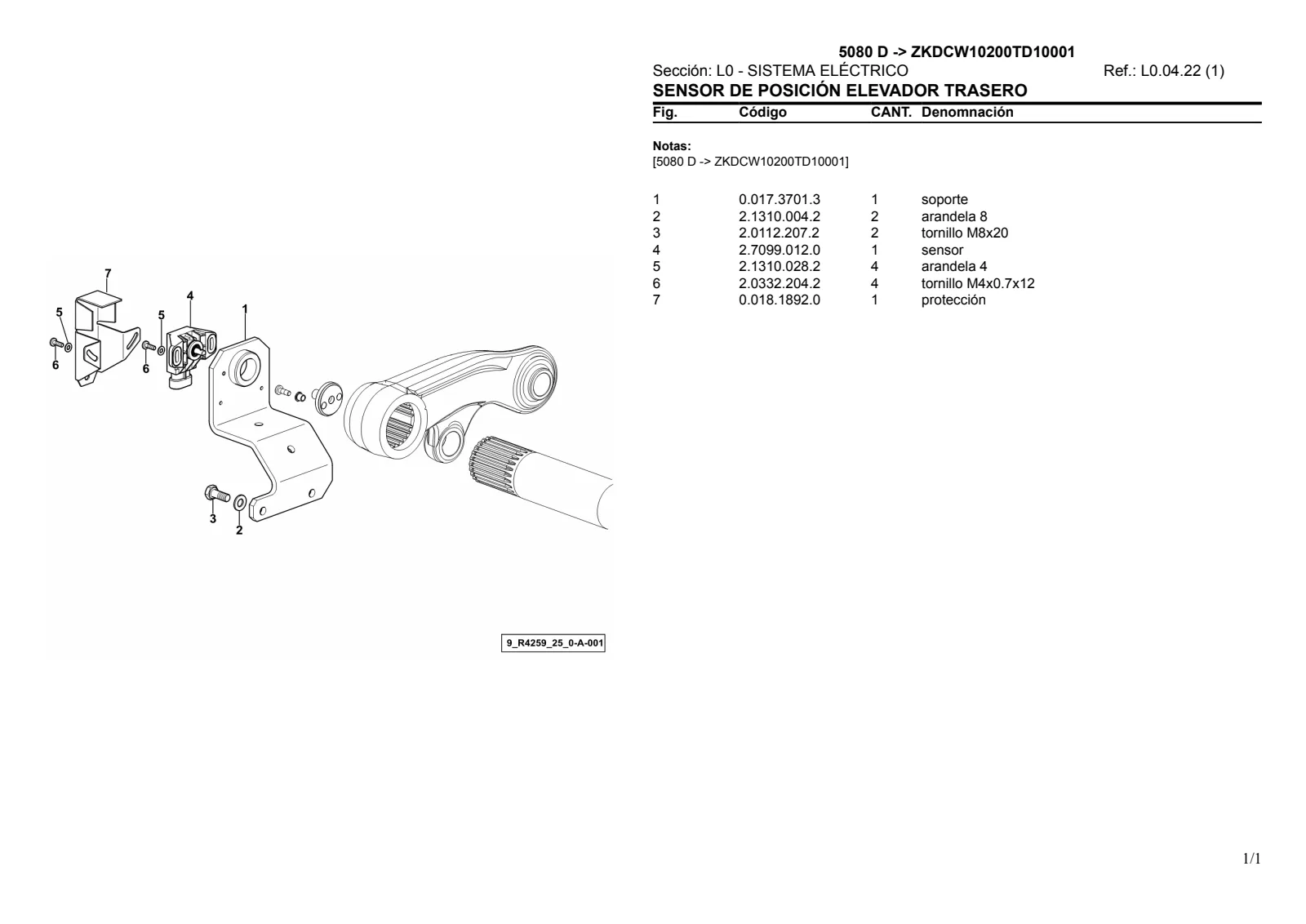 Catálogo de repuestos: 5080 D → ZKDCW10200TD10001 – parts catalogue sample 4