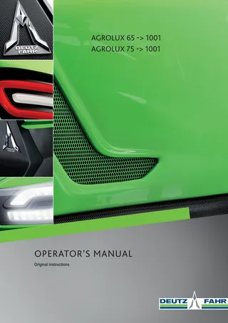 Operator's manual: Agrolux 65 → ZKDR9602W0RD01001 – manual cover