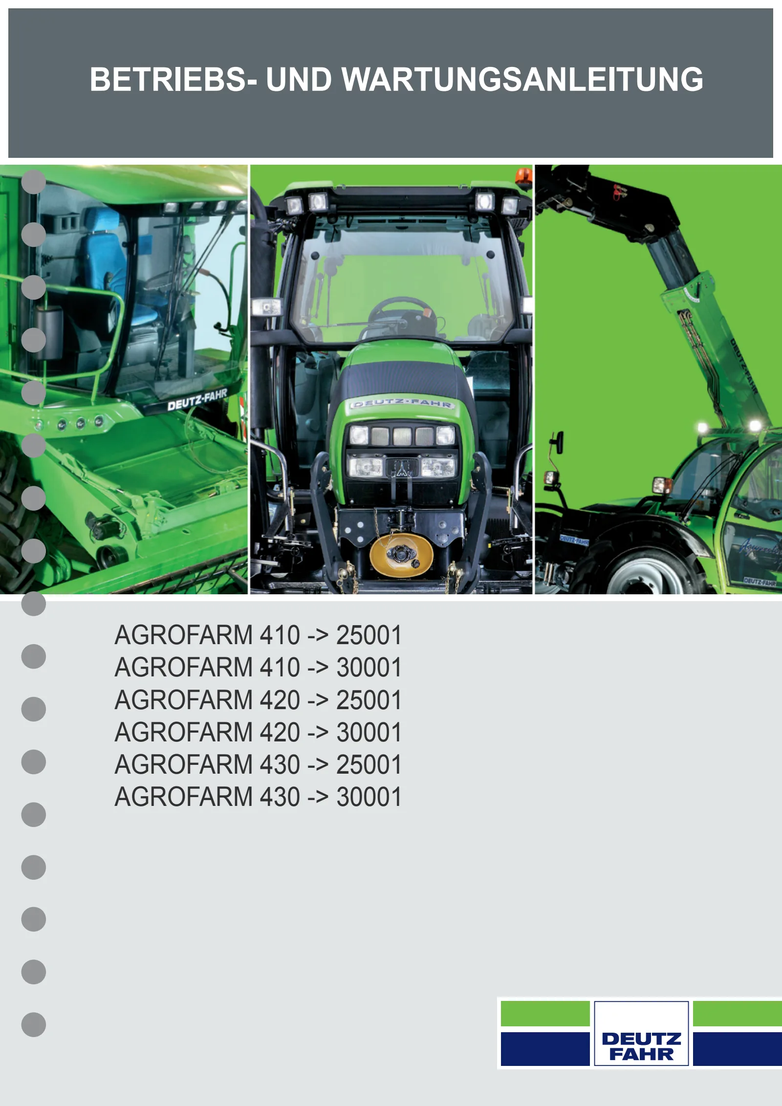 Betriebsanleitung: AGROFARM 410 → ZKDW350200TD25001