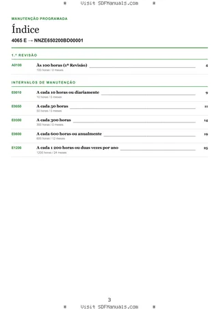 Manutenção programada: 4065 E → NNZE650200BD00001 – maintenance schedule sample