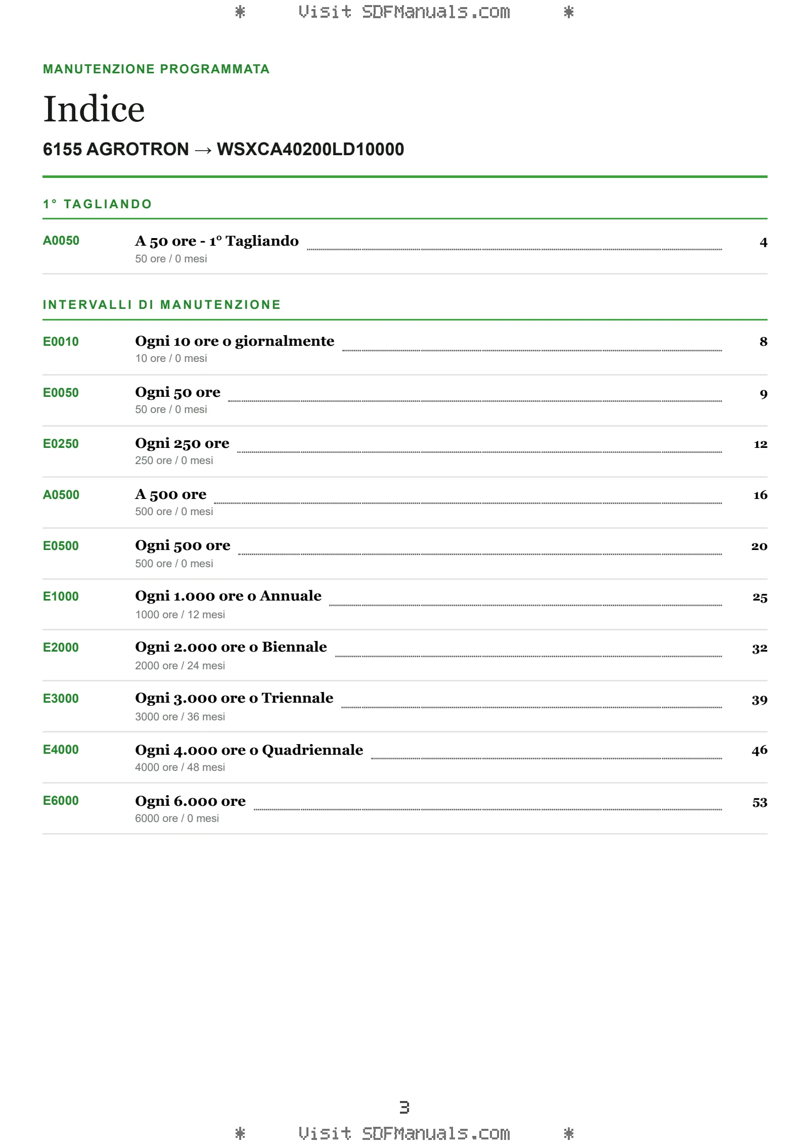 Manutenzione programmata: 6155 AGROTRON → WSXCA40200LD10000 – maintenance schedule sample