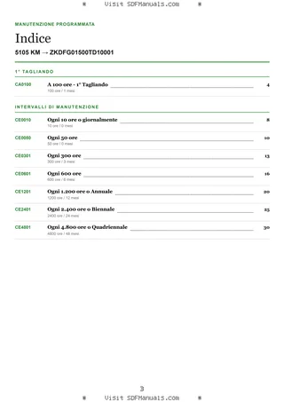 Manutenzione programmata: 5105 KM → ZKDFG01500TD10001 – maintenance schedule sample