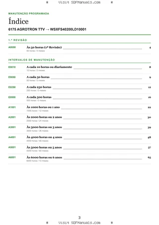 Manutenção programada: 6175 AGROTRON TTV → WSXFS40200LD10001 – maintenance schedule sample