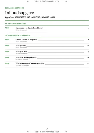 Gepland onderhoud: Agrofarm 4060E KEYLINE → M1THC102V0RD10001 – maintenance schedule sample