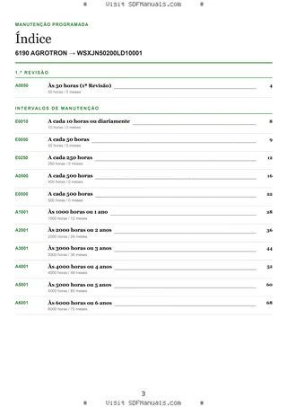 Manutenção programada: 6190 AGROTRON → WSXJN50200LD10001 – maintenance schedule sample