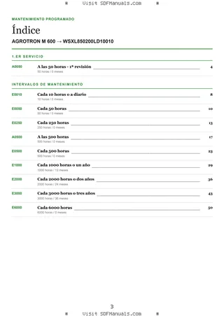 Mantenimiento programado: AGROTRON M 600 → WSXL850200LD10010 – maintenance schedule sample
