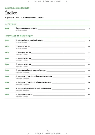 Manutenção programada: Agrotron X710 → WSXL900400LD10010 – maintenance schedule sample