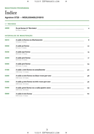 Manutenção programada: Agrotron X720 → WSXL930400LD10010 – maintenance schedule sample