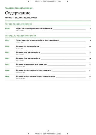 Плановое техобслуживание: 4080 E → ZKDMX10200RD50001 – maintenance schedule sample
