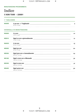 Manutenzione programmata: C 9206 TSXB → 220001 – maintenance schedule sample