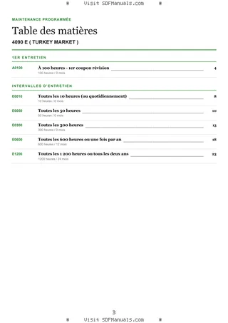 Maintenance programmée: 4090 E ( TURKEY MARKET ) – maintenance schedule sample