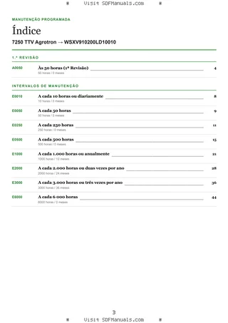 Manutenção programada: 7250 TTV Agrotron → WSXV910200LD10010 – maintenance schedule sample