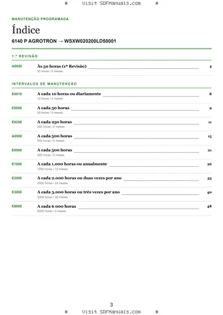Manutenção programada: 6140 P AGROTRON → WSXW020200LD50001 – maintenance schedule sample
