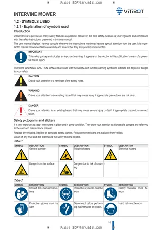 Operator's manual: INTERVINE MOWER – sample manual page 1