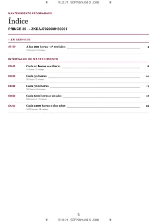Mantenimiento programado: PRINCE 35 → ZKDAJ70200MH30001 – maintenance schedule sample