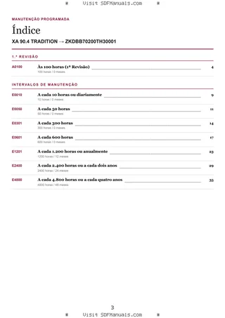 Manutenção programada: XA 90.4 TRADITION → ZKDBB70200TH30001 – maintenance schedule sample