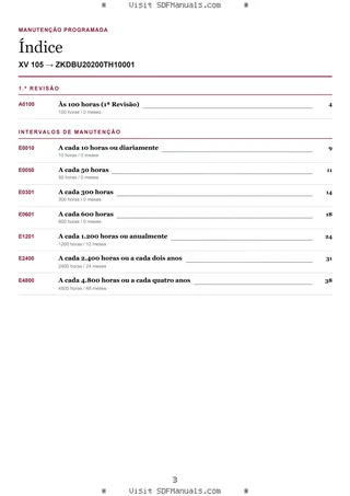 Manutenção programada: XV 105 → ZKDBU20200TH10001 – maintenance schedule sample