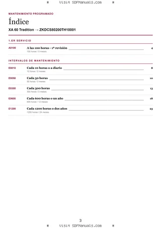 Mantenimiento programado: XA 60 Tradition → ZKDCS80200TH10001 – maintenance schedule sample