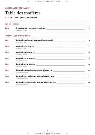 Maintenance programmée: XL 120 → WSXKB30200LH10001 – maintenance schedule sample