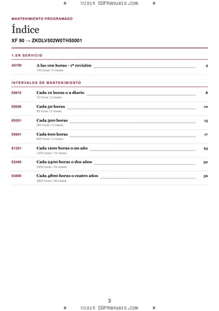 Mantenimiento programado: XF 90 → ZKDLV502W0TH50001 – maintenance schedule sample
