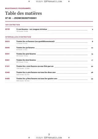 Maintenance programmée: XF 80 → ZKDMC90200TH50001 – maintenance schedule sample
