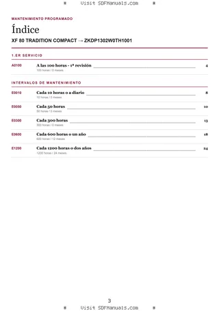 Mantenimiento programado: XF 80 TRADITION COMPACT → ZKDP1302W0TH1001 – maintenance schedule sample