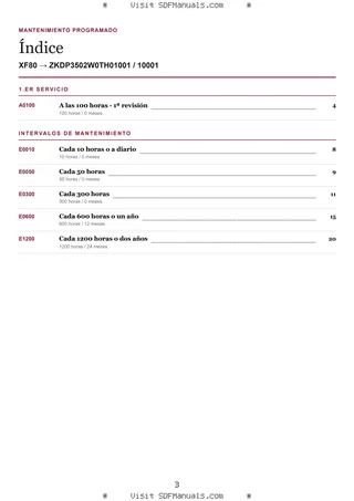 Mantenimiento programado: XF80 → ZKDP3502W0TH01001 / 10001 – maintenance schedule sample