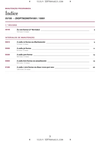 Manutenção programada: XV100 → ZKDP7902W0TH1001 / 10001 – maintenance schedule sample