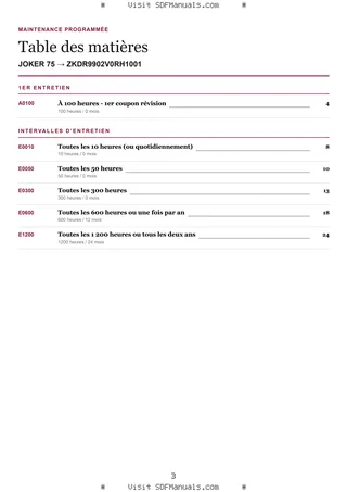 Maintenance programmée: JOKER 75 → ZKDR9902V0RH1001 – maintenance schedule sample