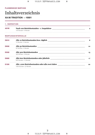 Planmäßige Wartung: XA 90 TRADITION → 10001 – maintenance schedule sample