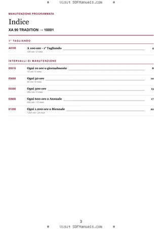 Manutenzione programmata: XA 90 TRADITION → 10001 – maintenance schedule sample