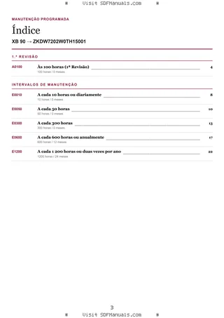Manutenção programada: XB 90 → ZKDW7202W0TH15001 – maintenance schedule sample