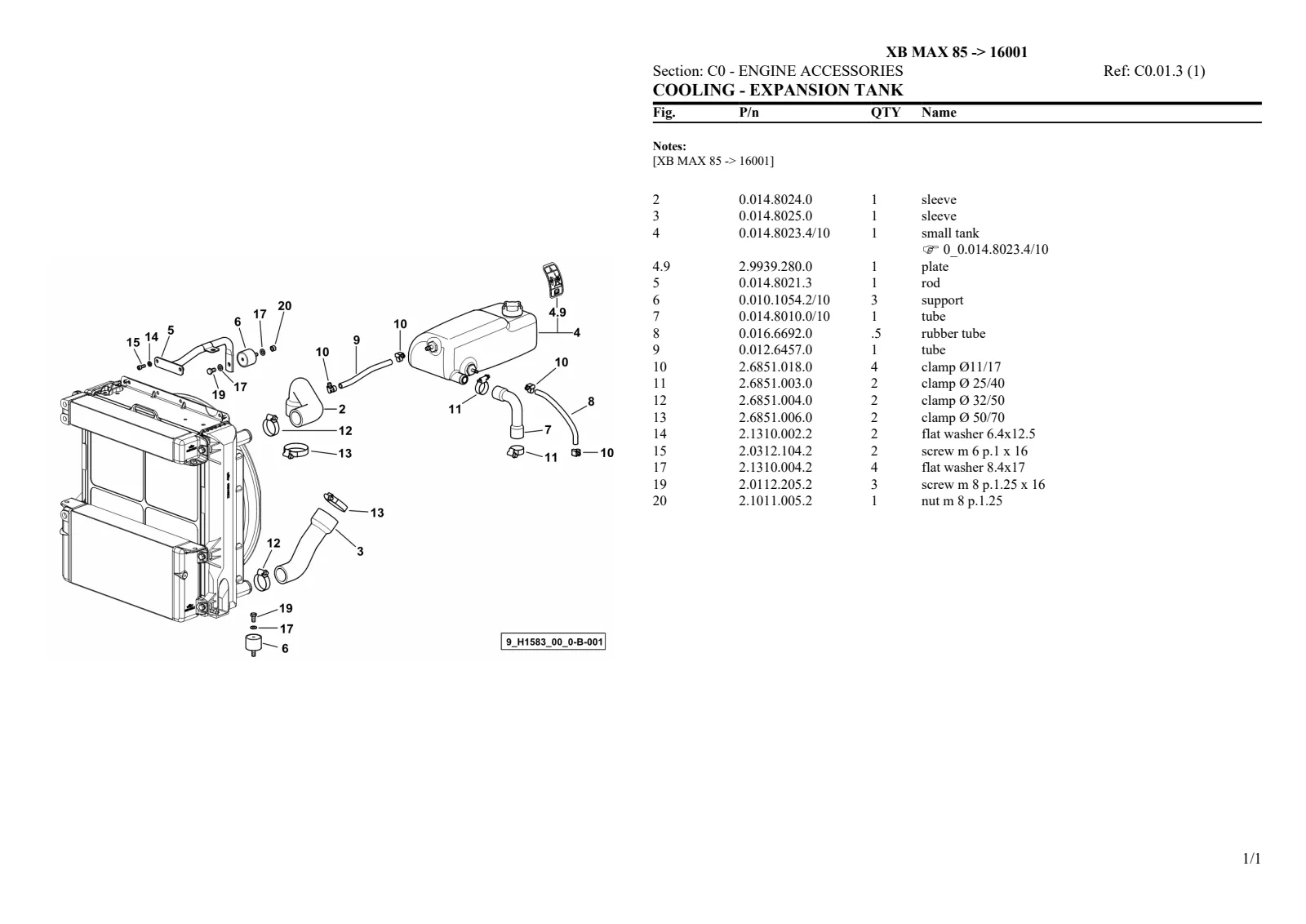 Parts Catalogue: XB MAX 85 → ZKDL2102W0TH16001 – parts catalogue sample 1