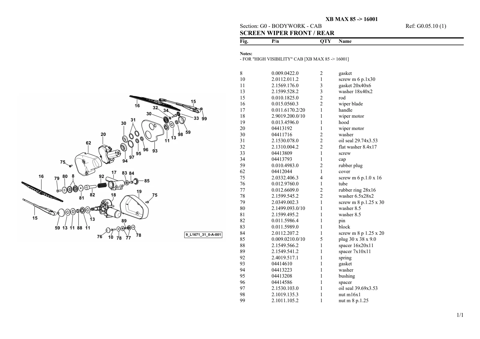Parts Catalogue: XB MAX 85 → ZKDL2102W0TH16001 – parts catalogue sample 2