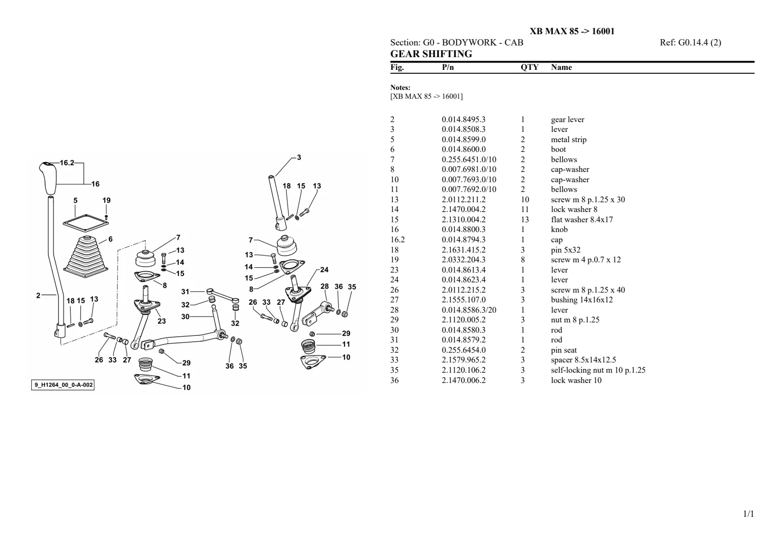 Parts Catalogue: XB MAX 85 → ZKDL2102W0TH16001 – parts catalogue sample 3