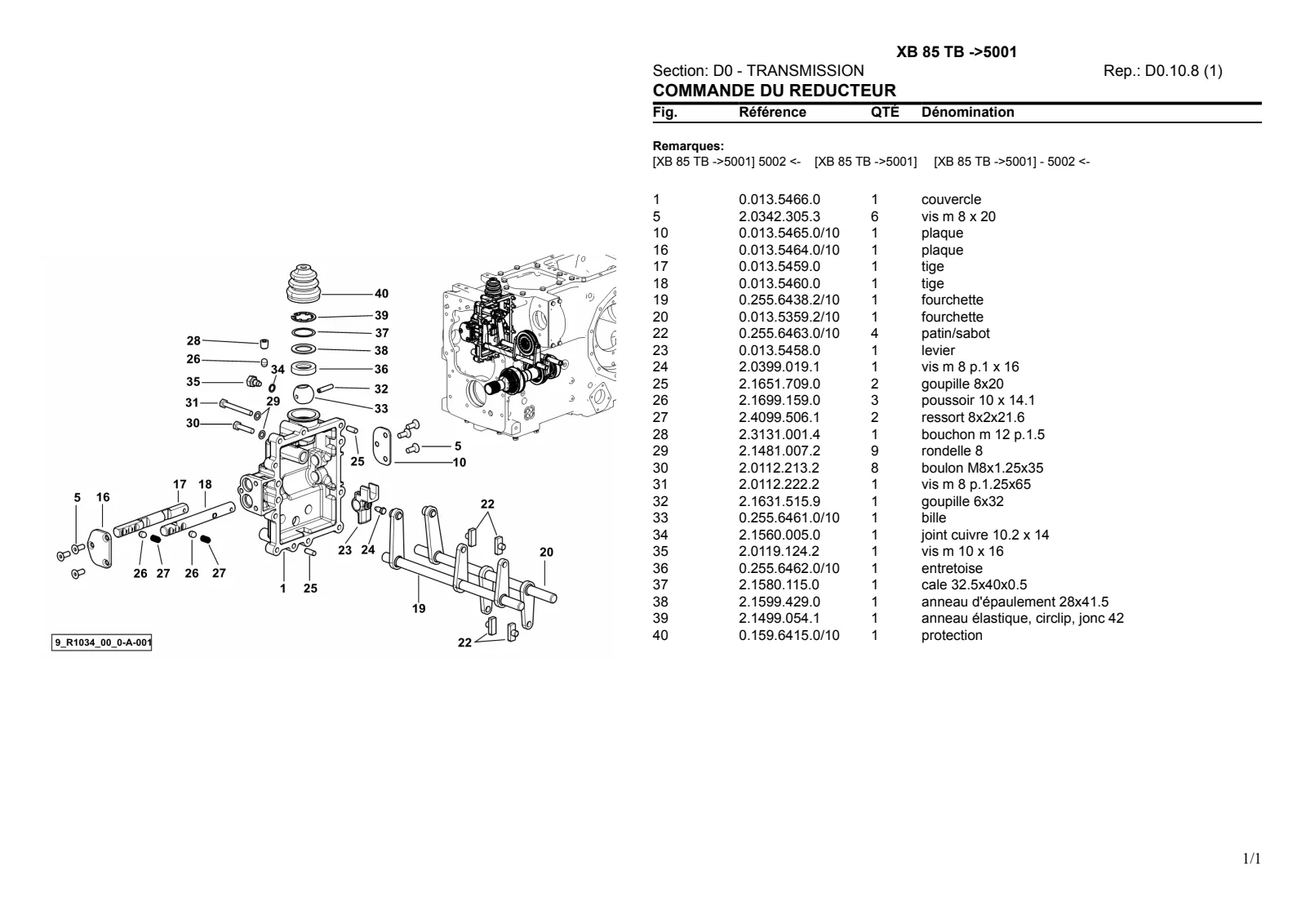 Catalogue de pièces détachées: XB 85 TB → ZKDR2002W0TH05001 – parts catalogue sample 2