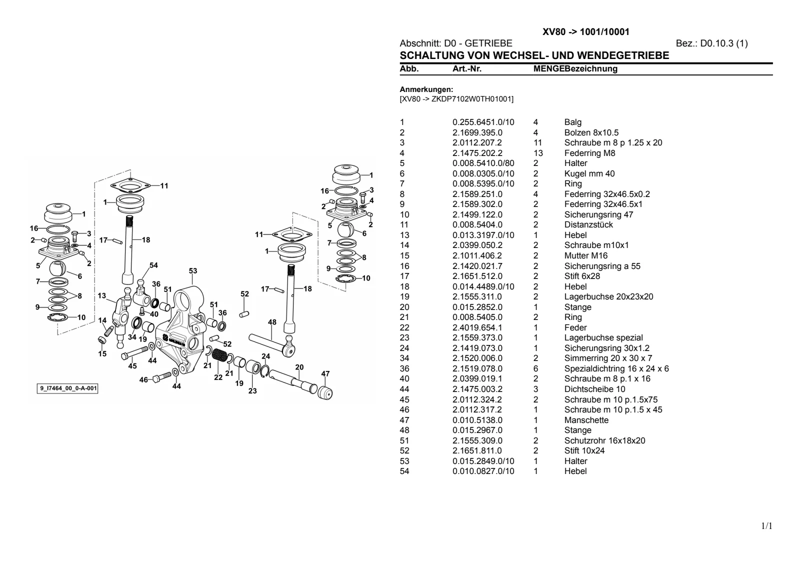 Ersatzteilkatalog: XV80 → ZKDP7102W0TH1001 / 10001 – parts catalogue sample 1