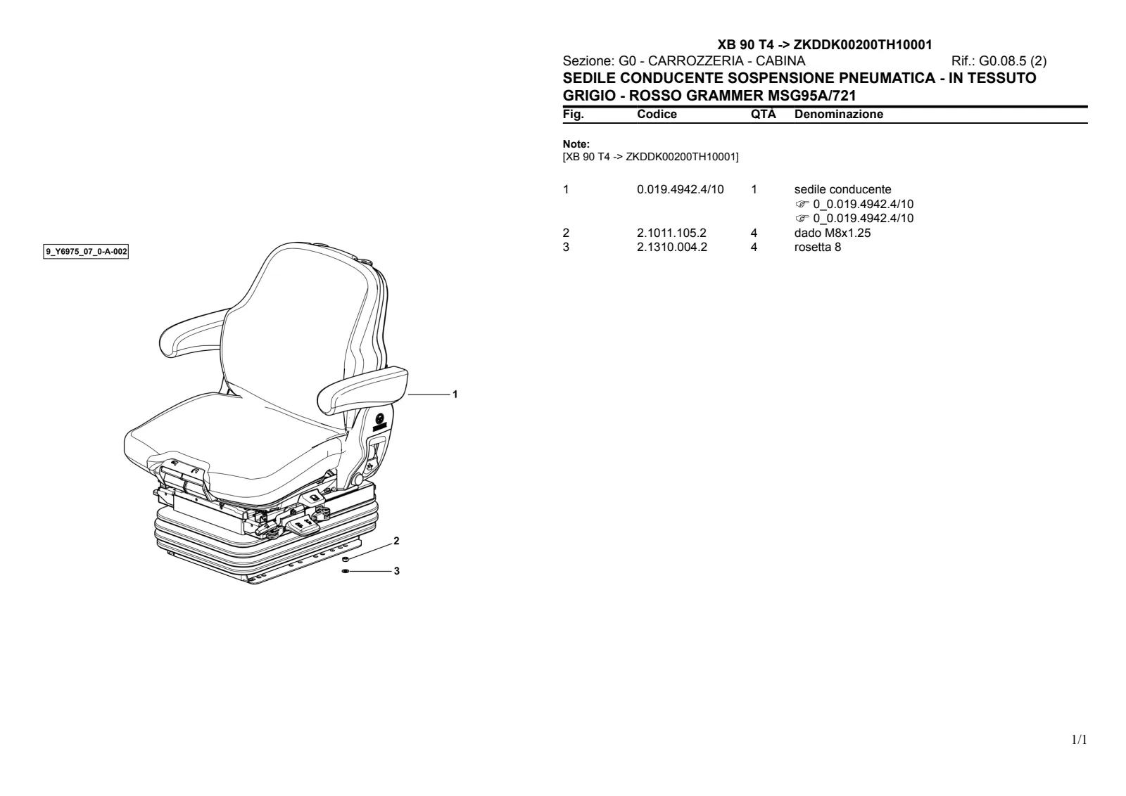 Catalogo ricambi: XB 90 T4 → ZKDDK00200TH10001 – parts catalogue sample 2