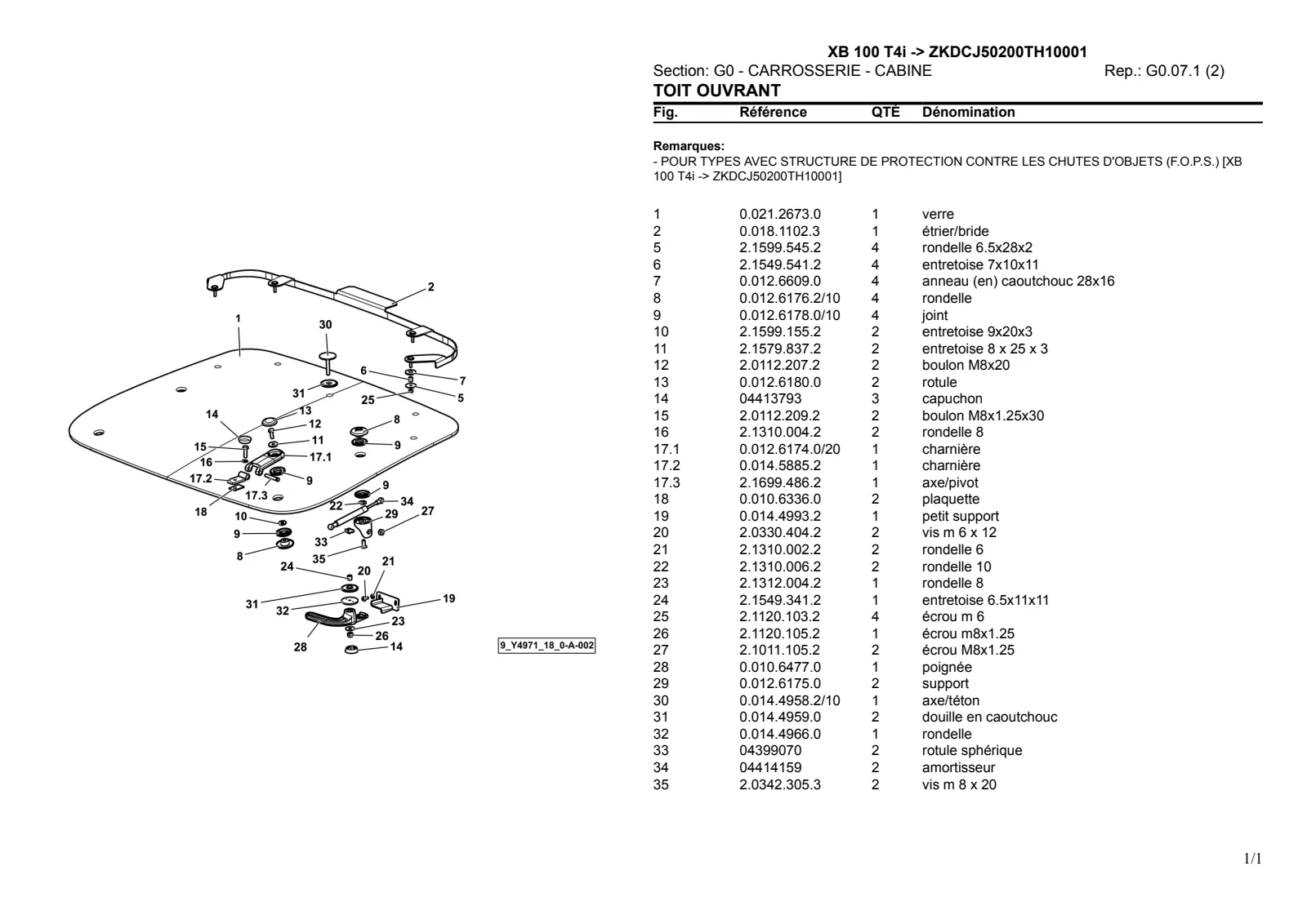 Catalogue de pièces détachées: XB 100 T4i → ZKDCJ50200TH10001 – parts catalogue sample 2