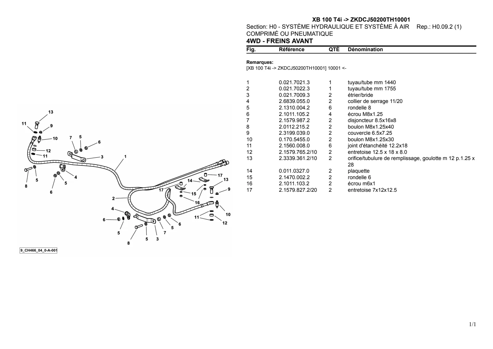 Catalogue de pièces détachées: XB 100 T4i → ZKDCJ50200TH10001 – parts catalogue sample 3