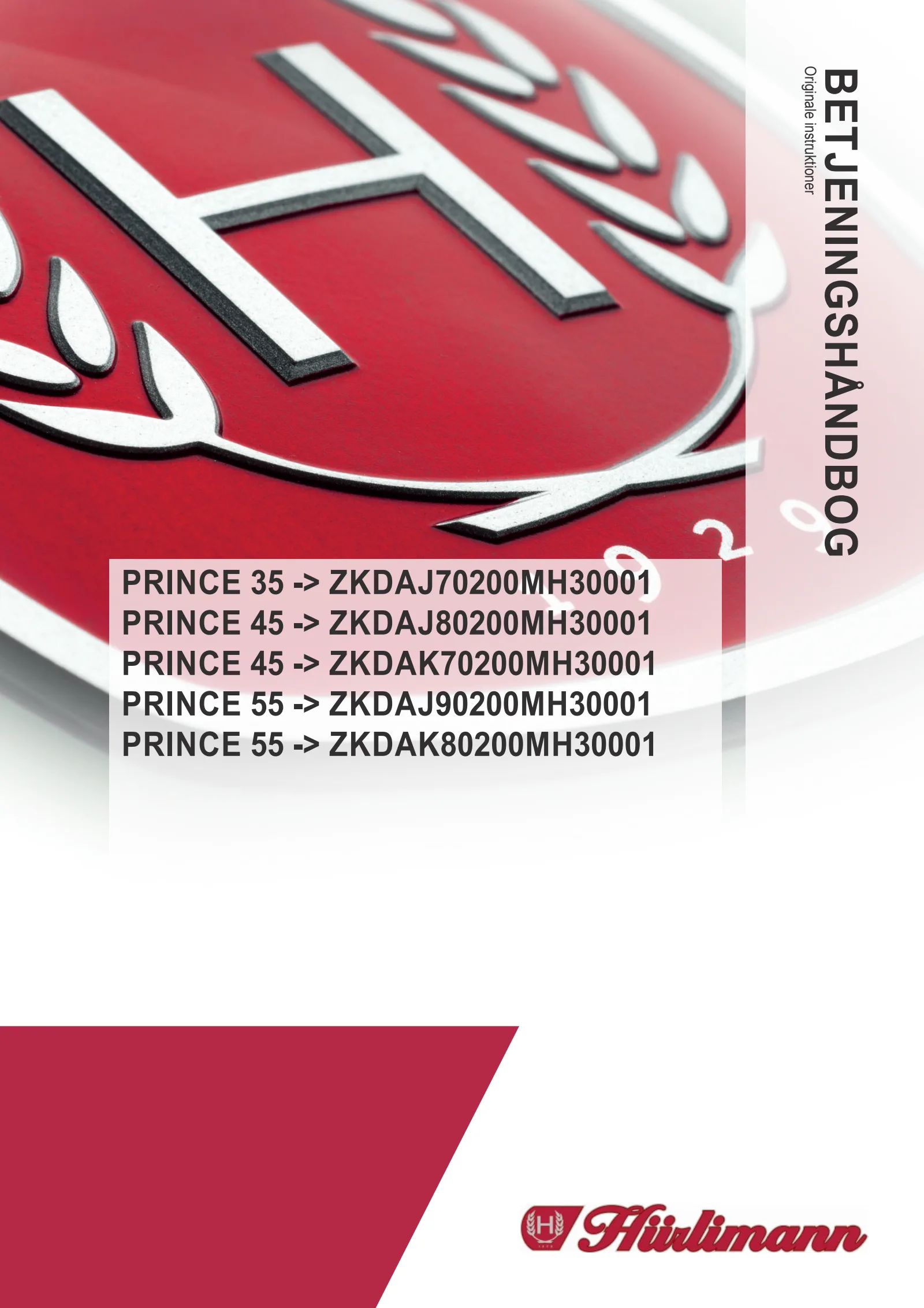 Betjeningshåndbog: PRINCE 35 → ZKDAJ70200MH30001